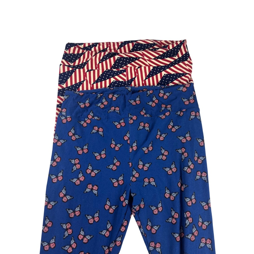 Lot of 4 LuLaRoe Leggings Womens TC Multi Patriotic 4th of July USA Butterfly